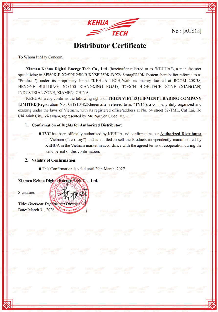 Chứng nhận nhà phân phối Thiên Việt